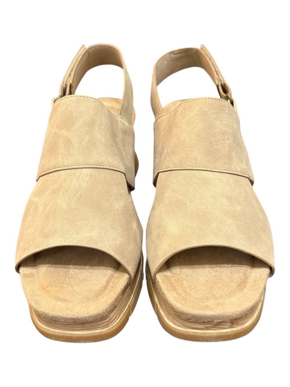 Pierre Dumas Taupe Wedge Sandals Size 10M NIB Comfort Slingback